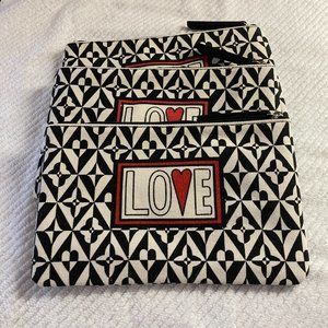 NEW Set of 3 Brighton Love Zippered Canvas Pouches/Makeup Bags 9x5